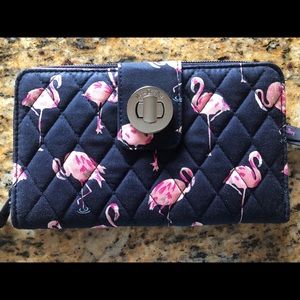 Vera Bradley Flamingo Fiesta RFID Turnlock Wallet